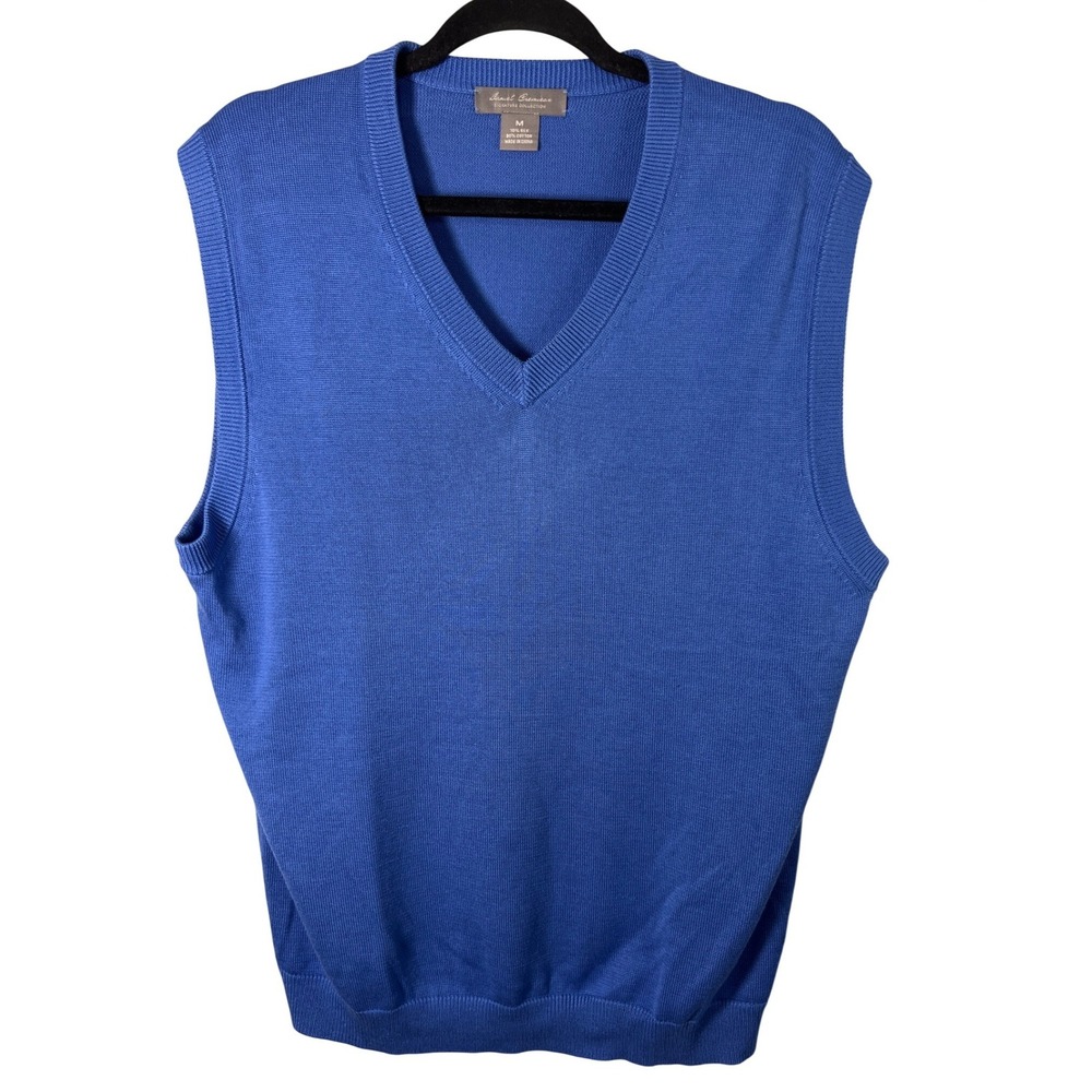 Daniel Cremieux Mens Blue Silk Sweater Vest Eclectic Grandpa‎ Preppy Medium